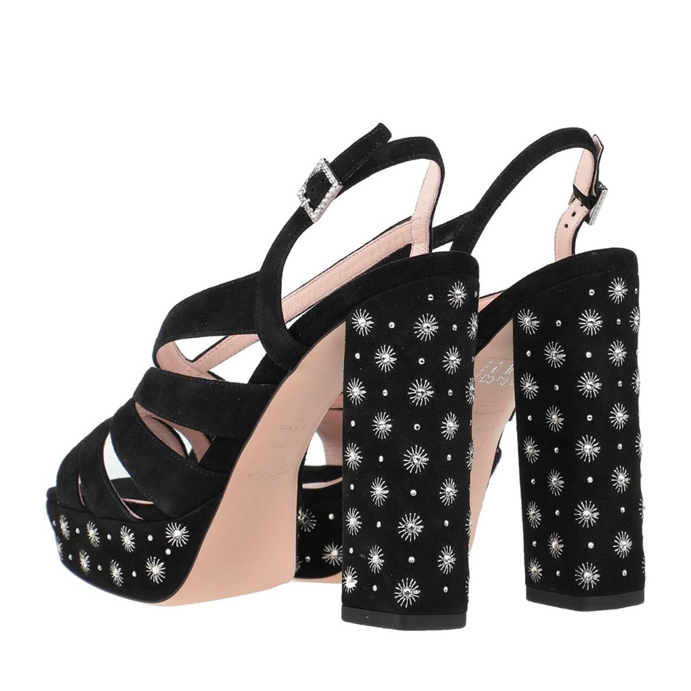 Roger Vivier Suede Crystal Embellishments Slingback Sandals Women's Size:9/5 -10 - Picture 6 of 16